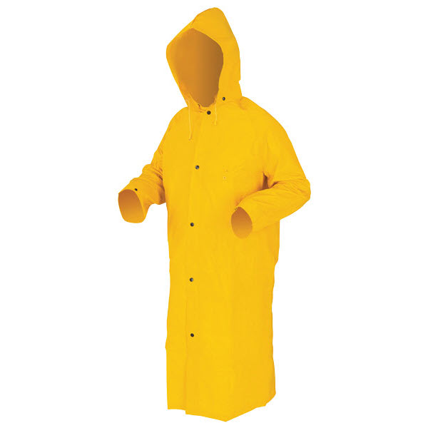 River City Rainwear Co 240CL River City Rainwear Large Yellow 49" Classic Plus .35 mm PVC And Polyester Rain Coat With Welded Se