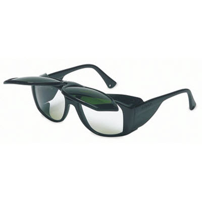 UVEX S212 UVEX Horizon Flip-up Lenses Safety Glasses: Clear/Shade 3.0 Medium Green Lenses Black Frame