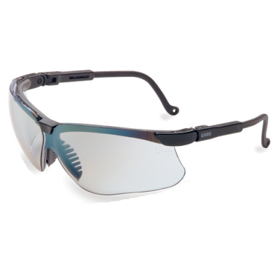 SPERIAN UVEX S3204 Genesis Safety Glasses: Ultra-Dura SCT-Reflect 50% Mirror Tint Lens Black Frame