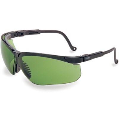 UVEX S3206 Genesis Safety Glasses: Shade 2.0 Light Green Lens Black Frame