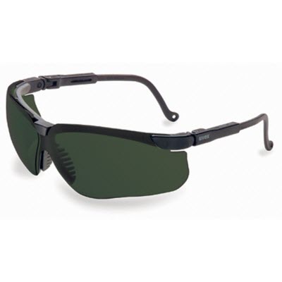 UVEX S3208 Genesis Safety Glasses: Shade 5.0 Dark Green Lens Black Frame