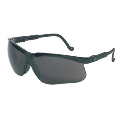 SPERIAN UVEX S3212X Genesis Safety Glasses: UVEXtreme Dark Gray/Smoke Lens Black Frame