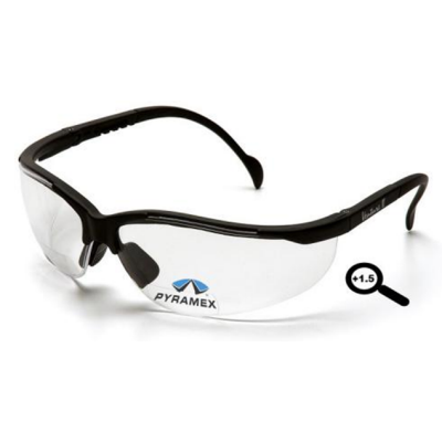 Pyramex SB1810R15 V2 Readers Safety Glasses: Clear +1.5 Diopter Lenses Black Frame