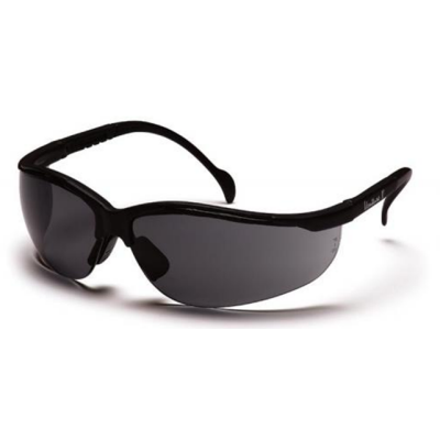Pyramex SB1820S Venture II Safety Glasses: Gray/Smoke Lenses Black Frame