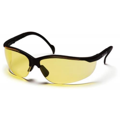 Pyramex SB1830S Venture II Safety Glasses: Amber Lenses Black Frame