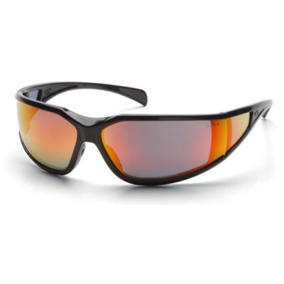 Pyramex SB5155DT Exeter Safety Glasses: Antifog Sky Red Mirror Lenses Black Frame