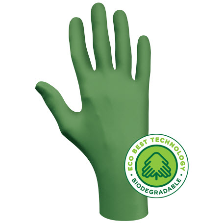 SHOWA Best Glove 6110PFM Medium Green Eco Best Technology EBT 4 mil Latex-Free Nitrile Powder Free Biodegradable Disposable Gloves (100 Gloves Per Box)