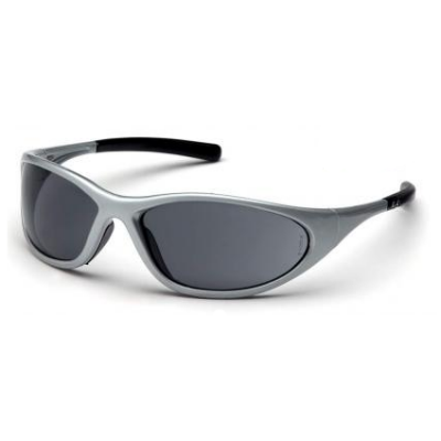 Pyramex SS3320E Zone II Safety Glasses: Smoke/Gray Lenses Silver Frame