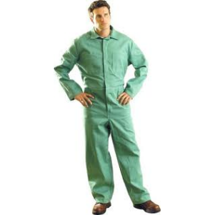 STANCO FR681 9 oz. Green Flame Retardant (FR) Sateen Cotton Coverall