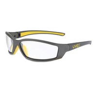 Honeywell SX0400 Uvex By Sperian SolarPro Safety Glasses With Gray And Yellow Frame And Clear Polycarbonate Supra-Dura Anti-Scra