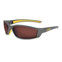 Honeywell SX0407X Uvex By Sperian SolarPro Safety Glasses With Gray And Yellow Frame And SCT-Gray Polycarbonate Uvextreme Anti-F