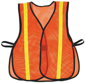 Cordova V110L Non-Rated Orange Safety Vest: 1" Yellow Reflective Tape