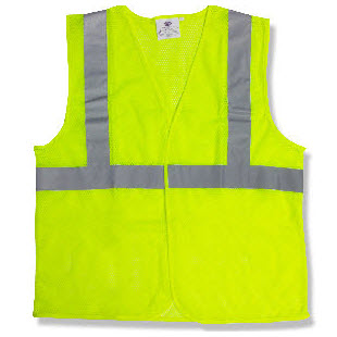 Cordova V211P Class II Lime Safety Vest: 2\" Silver Reflective Stripes