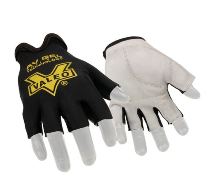 ANSELL V460 Valeo Black Fingerless Gloves Lycra Backing Leather Anti-Vibration Gel