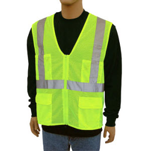 Cordova VS271P Class II Lime Surveyor Vest: 2\" Silver Reflective Stripes