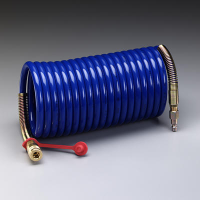3M W-2929-100 100\' 3/8\" ID Coiled High Pressure Supplied Air Hose: 1/4\" Fittings