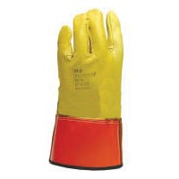 Honeywell ILP3S/8 W H Salisbury Size 8 Yellow And Orange 12" ILP Series Top Grain Cowhide Linesmen Glove Protectors With Leather