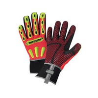 West Chester 86712/L Large Orange R2 Safety Rigger Full Finger Synthetic Leather and Spandex Mechanics Gloves